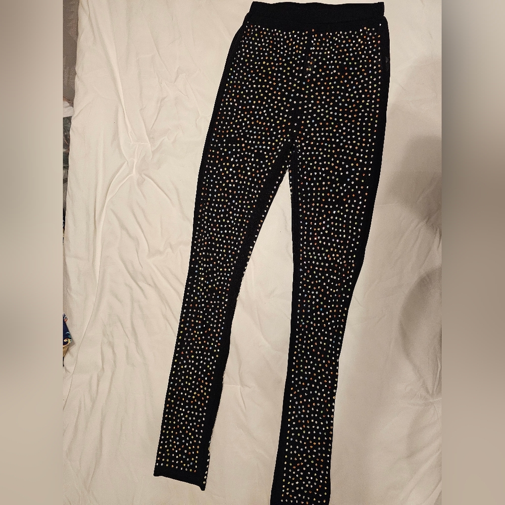Fashion Nova Black Multicolor Dot Leggings
